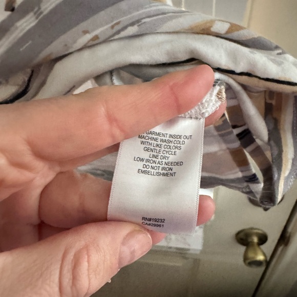 Alfred Dunner Striped Short Sleeve Shirt in White, Black & Brown - Picture 4 of 5